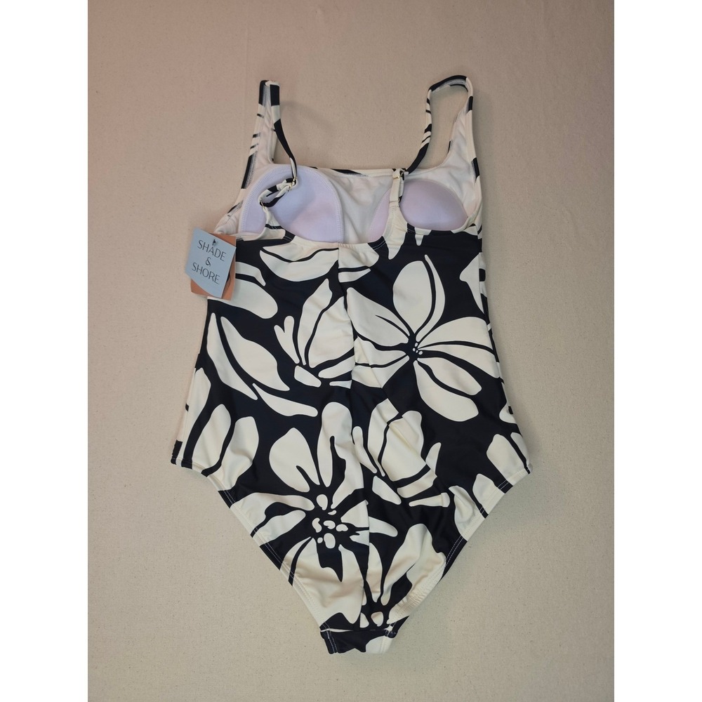 Shade & Shore Square Neck One Piece Swimsuit Black Large NWT - Picture 2 of 2